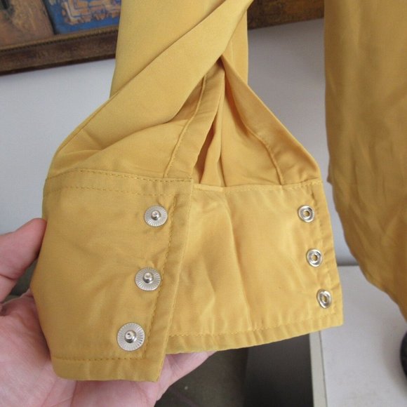 Vtg Authentic Wrangler Western Shirt Large Gold Pearl Snaps Line Dancing Rodeo - Picture 7 of 13